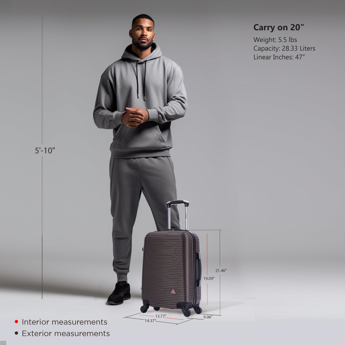 InUSA Royal 20" Hardside Carry-On Suitcase