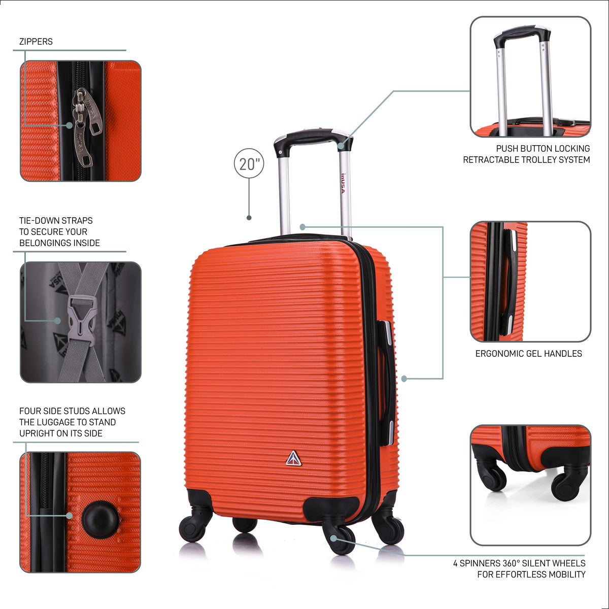 InUSA Royal 20" Hardside Carry-On Suitcase