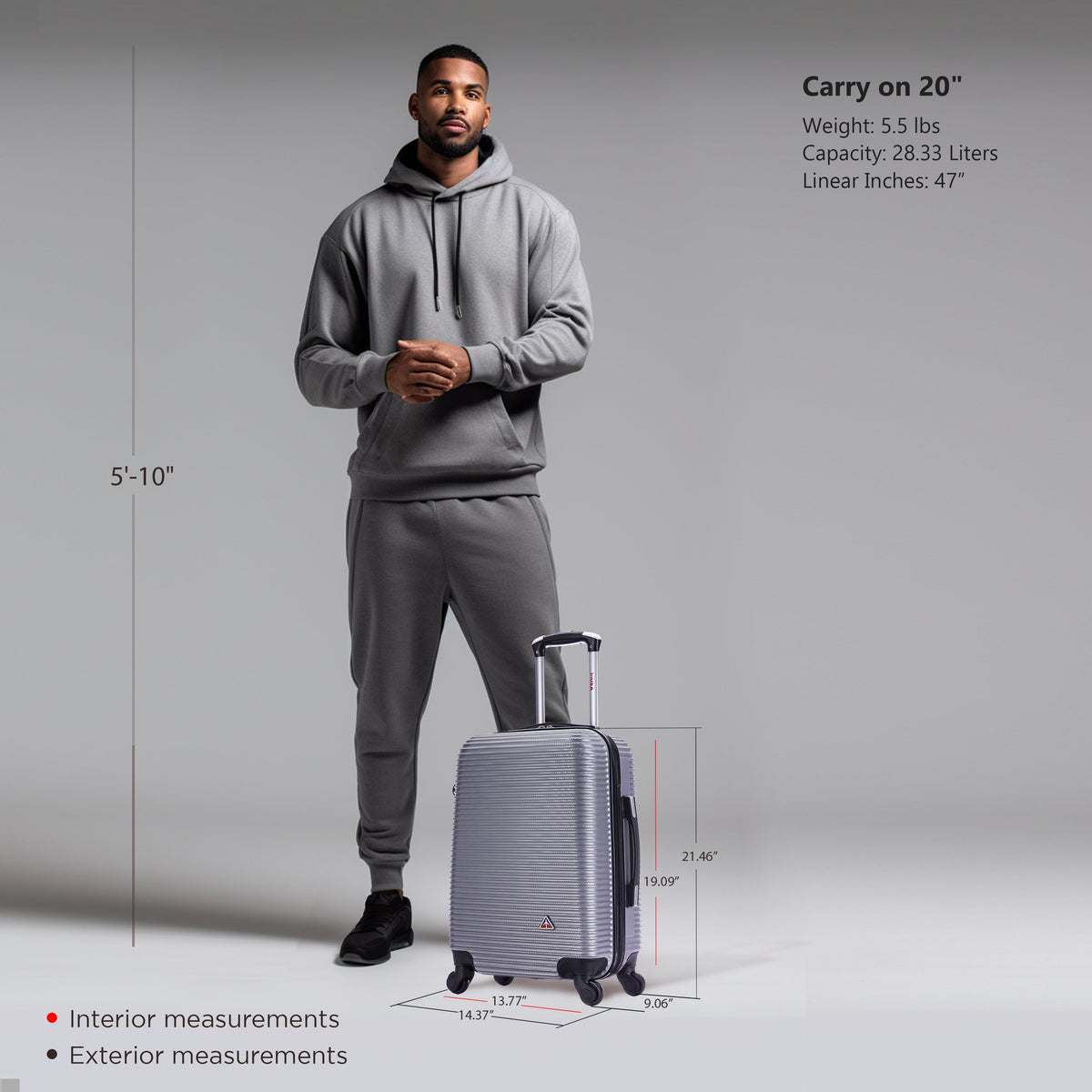 InUSA Royal 20" Hardside Carry-On Suitcase