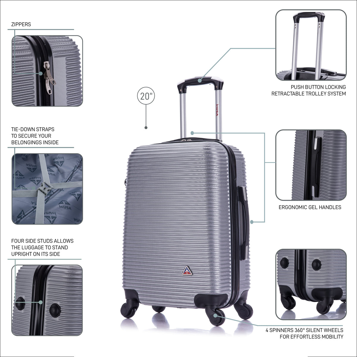 InUSA Royal 20" Hardside Carry-On Suitcase