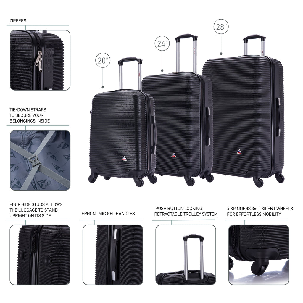 InUSA Royal 3-Piece Hardside Spinner Luggage Set