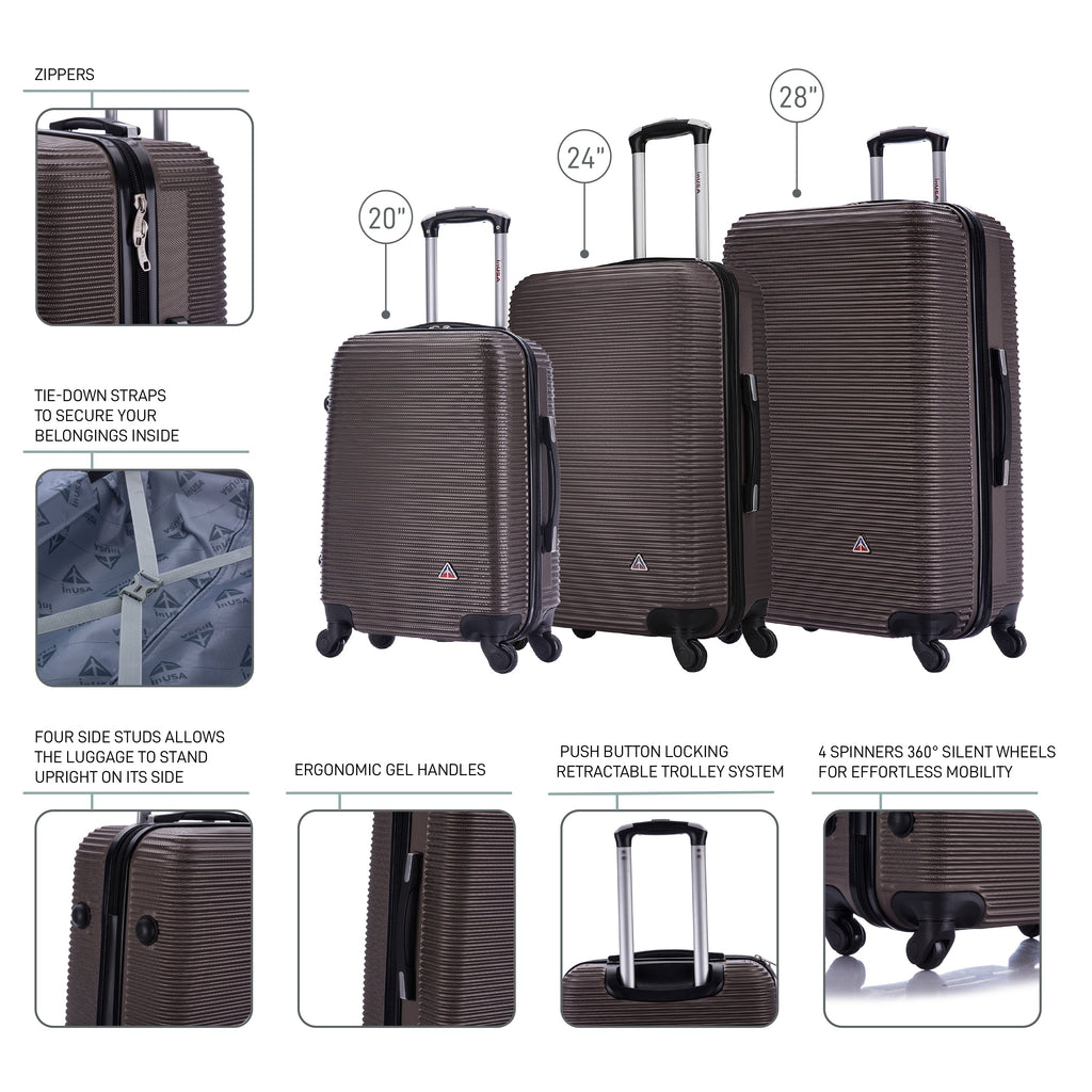 InUSA Royal 3-Piece Hardside Spinner Luggage Set
