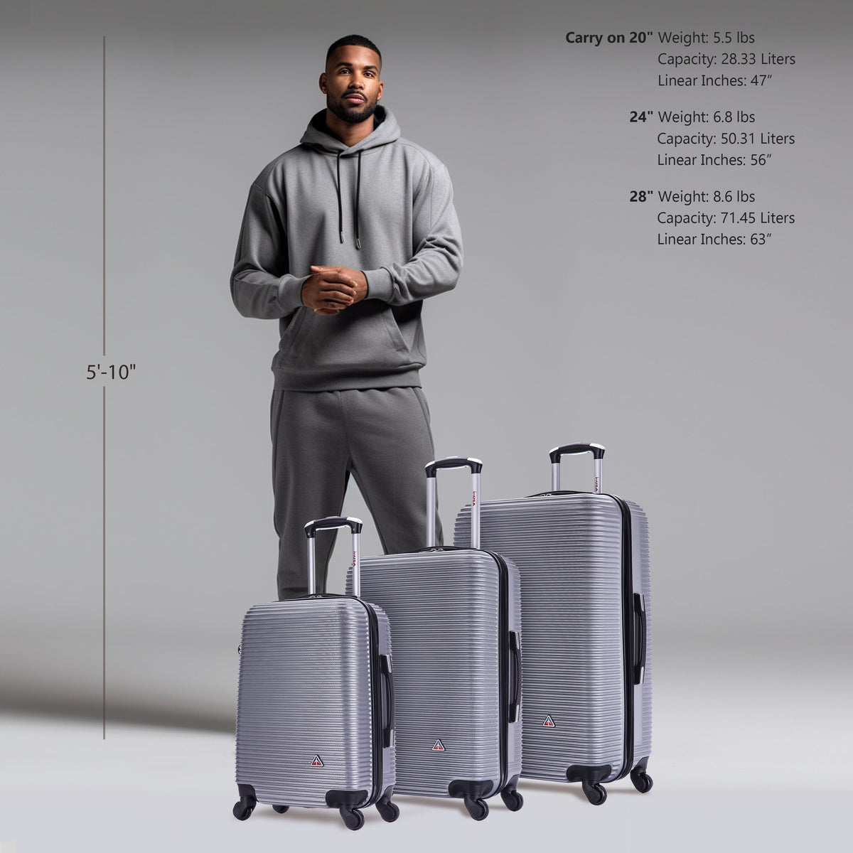 InUSA Royal 3-Piece Hardside Spinner Luggage Set