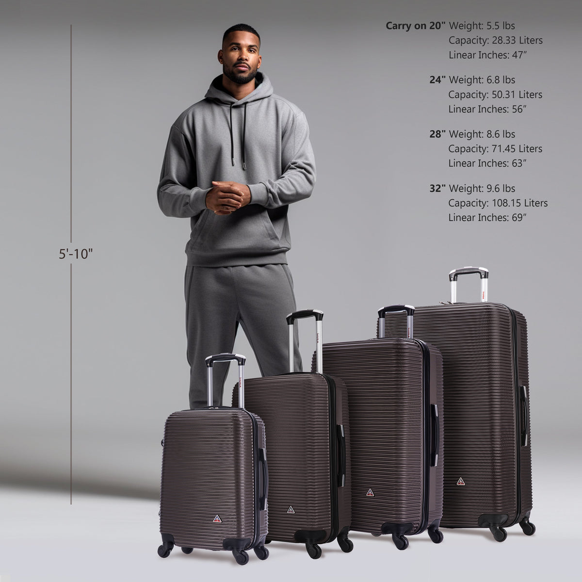 InUSA Royal 4-Piece Hardside Spinner Luggage Set
