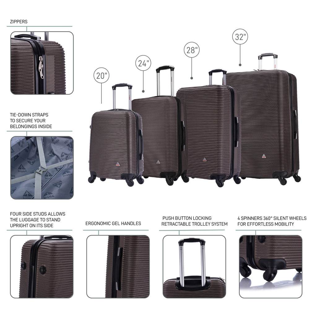 InUSA Royal 4-Piece Hardside Spinner Luggage Set