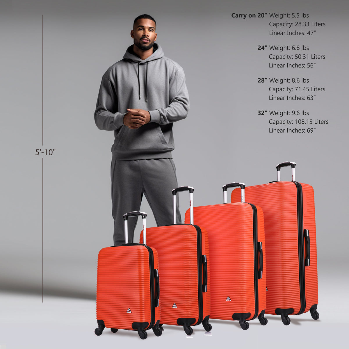 InUSA Royal 4-Piece Hardside Spinner Luggage Set