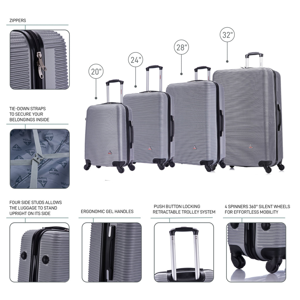 InUSA Royal 4-Piece Hardside Spinner Luggage Set