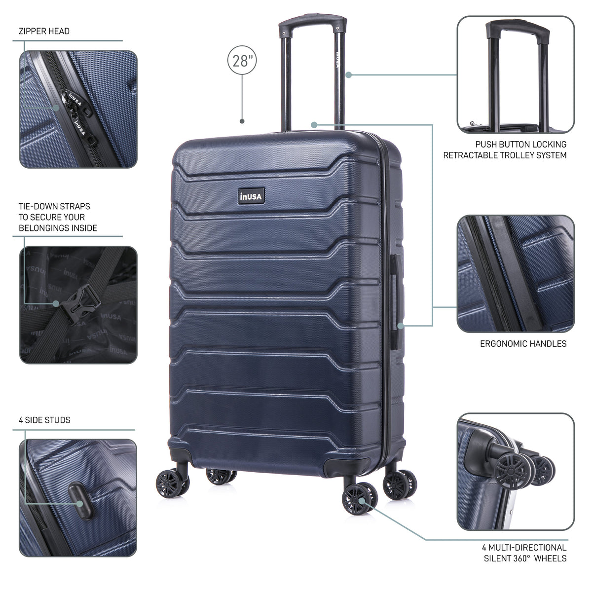 InUSA Trend 28" Hardside Spinner Checked Suitcase