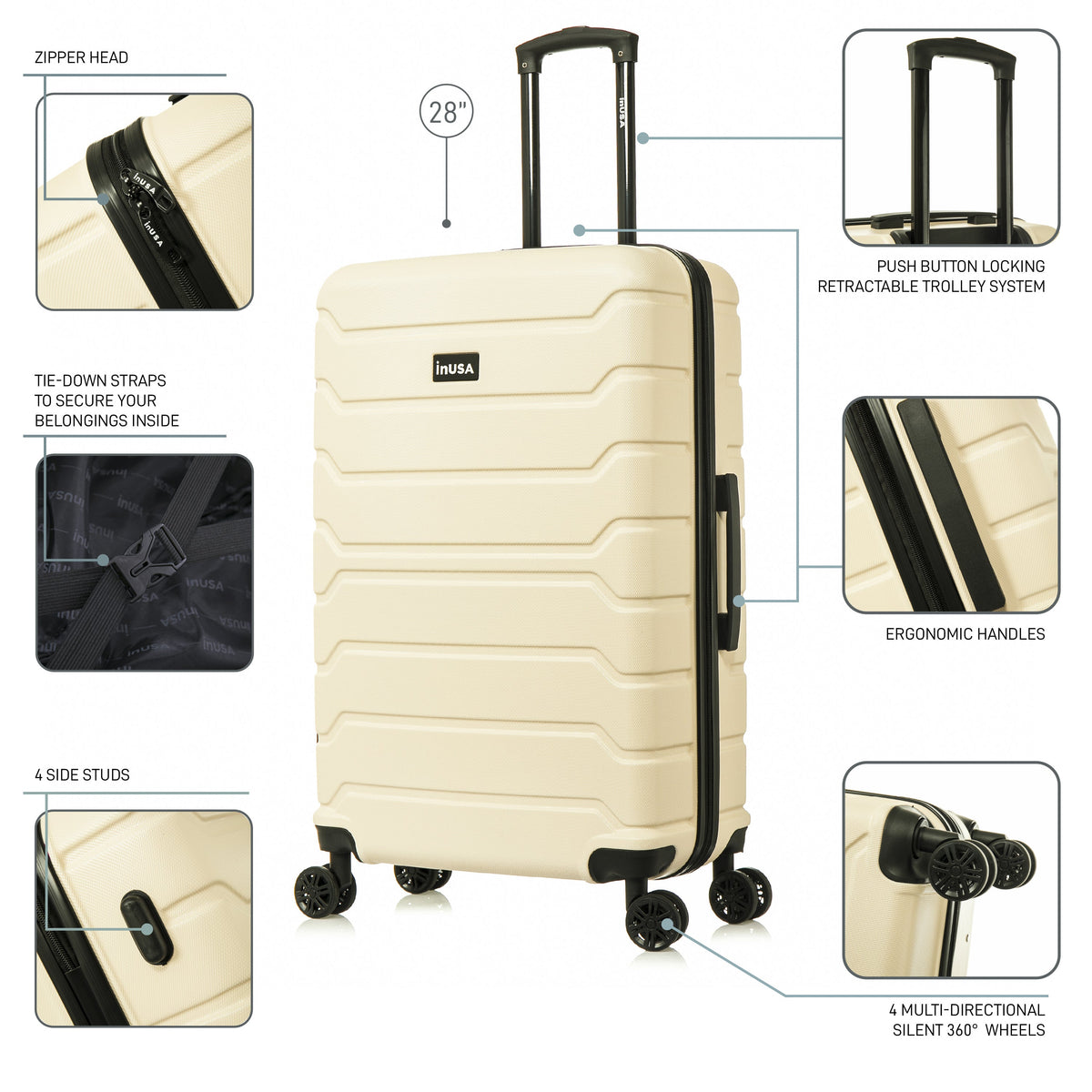 InUSA Trend 28" Hardside Spinner Checked Suitcase