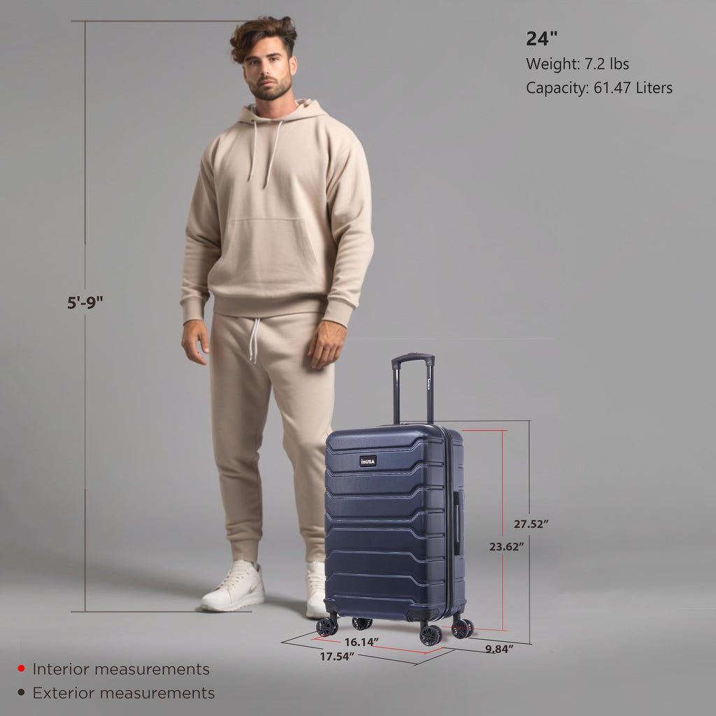 InUSA Trend 24" Hardside Spinner Checked Suitcase