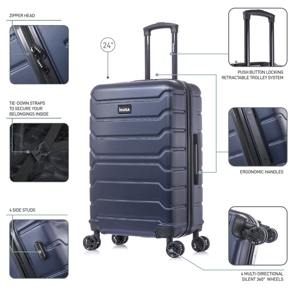 InUSA Trend 24" Hardside Spinner Checked Suitcase