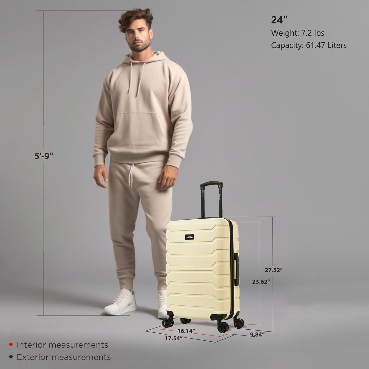 InUSA Trend 24" Hardside Spinner Checked Suitcase