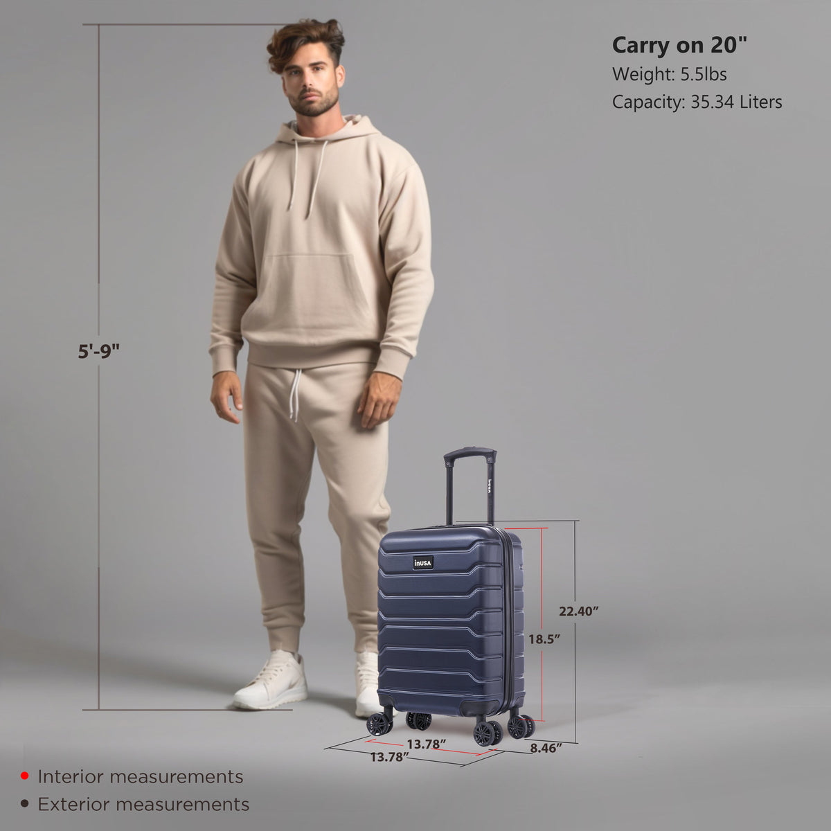 InUSA Trend 20" Hardside Carry-On Suitcase