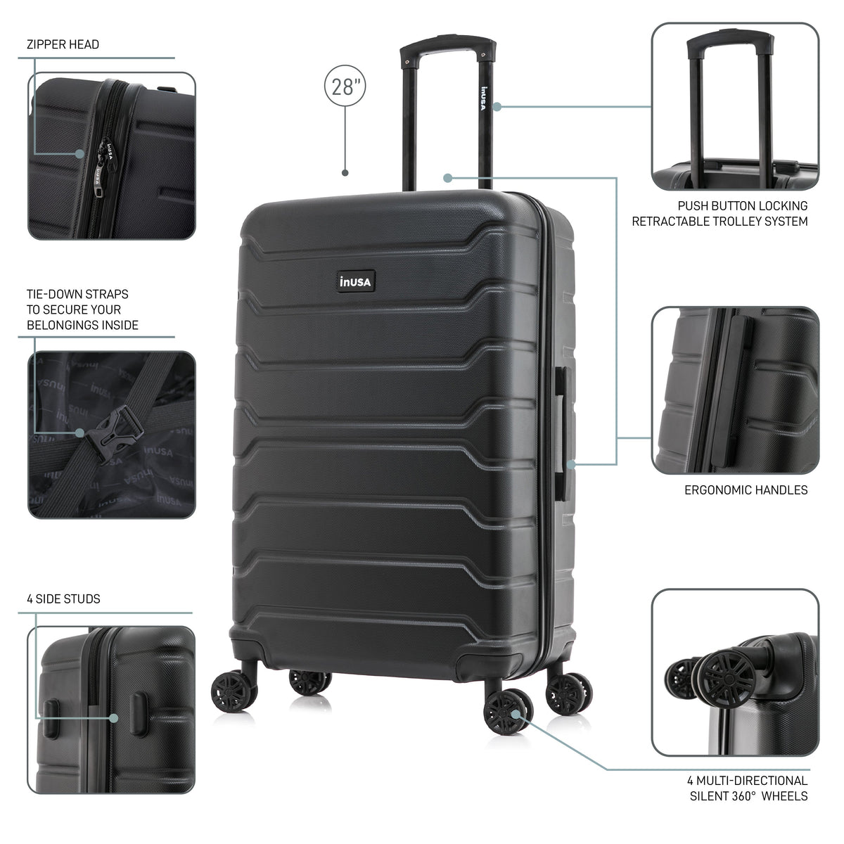 InUSA Trend 28" Hardside Spinner Checked Suitcase
