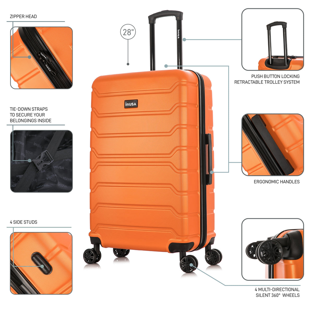 InUSA Trend 28" Hardside Spinner Checked Suitcase