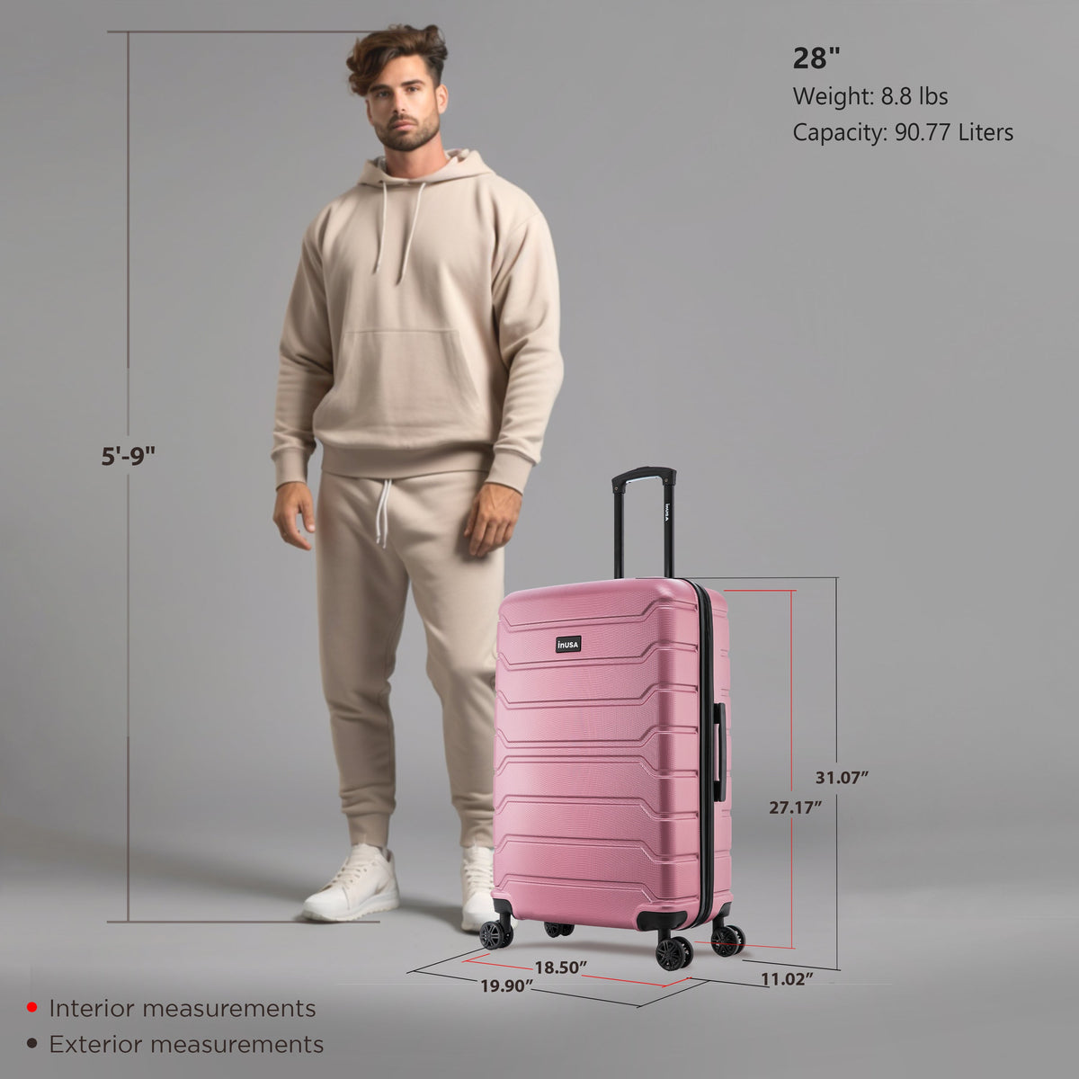 InUSA Trend 28" Hardside Spinner Checked Suitcase