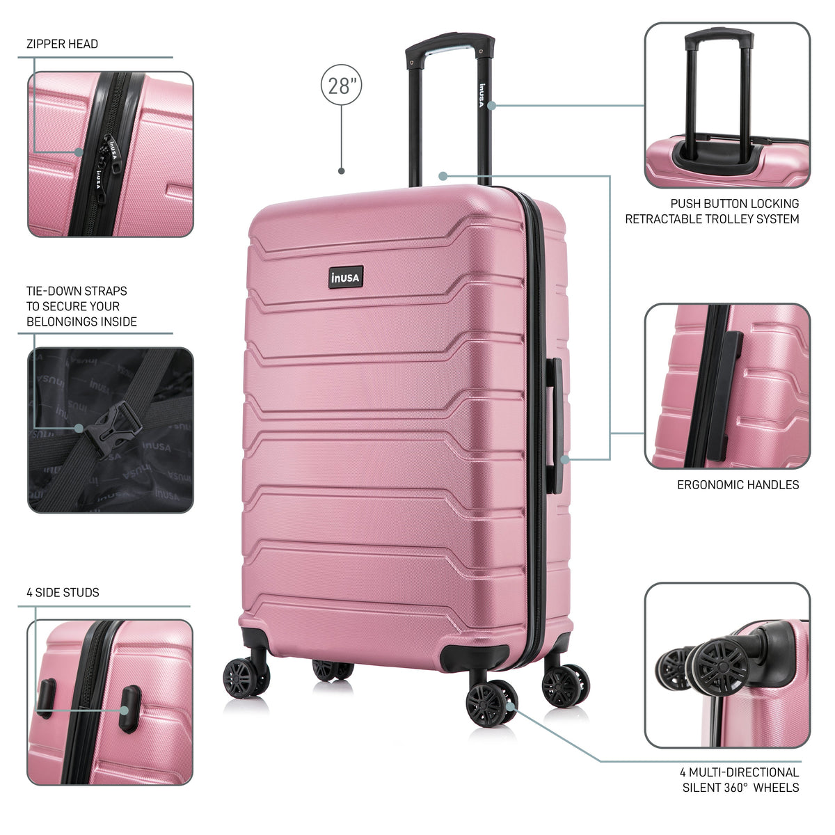 InUSA Trend 28" Hardside Spinner Checked Suitcase