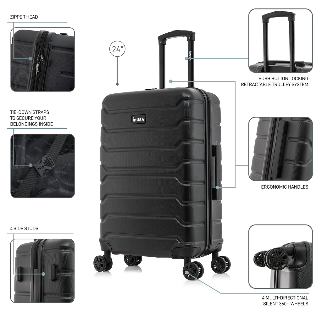 InUSA Trend 24" Hardside Spinner Checked Suitcase