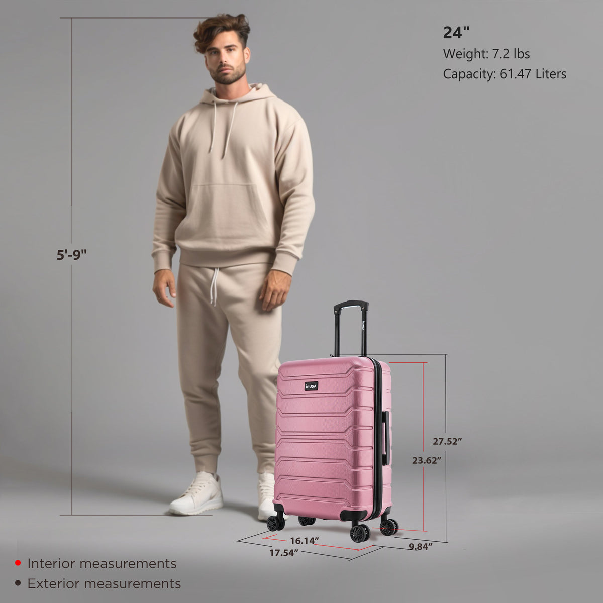 InUSA Trend 24" Hardside Spinner Checked Suitcase