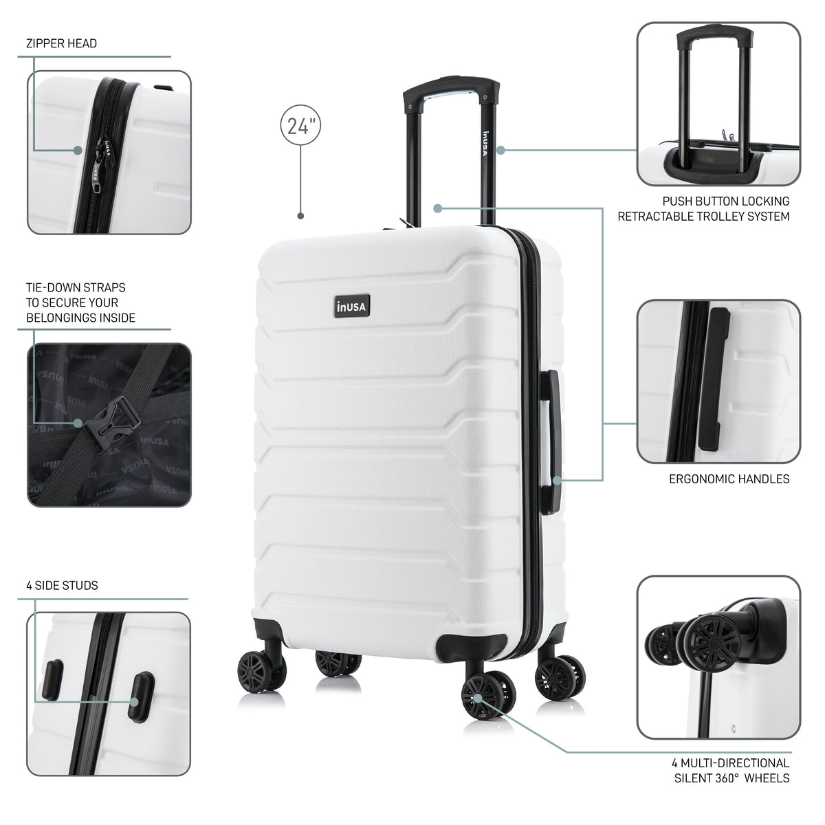 InUSA Trend 24" Hardside Spinner Checked Suitcase