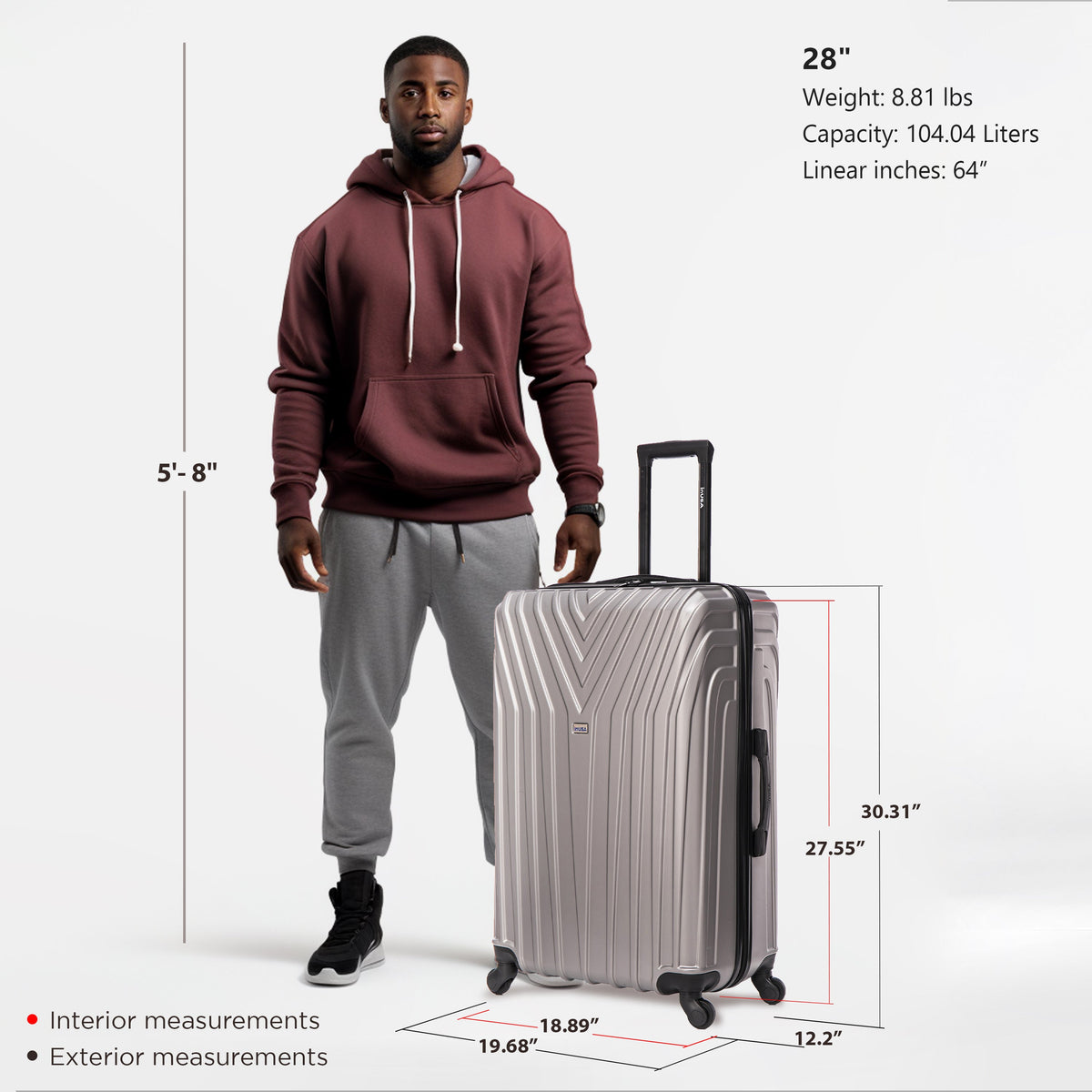 InUSA Vasty 28" Hardside Spinner Checked Suitcase