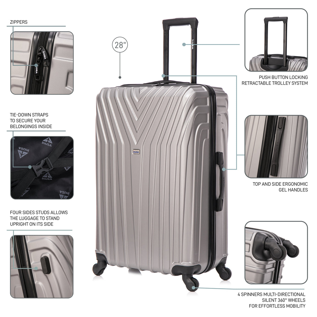 InUSA Vasty 28" Hardside Spinner Checked Suitcase