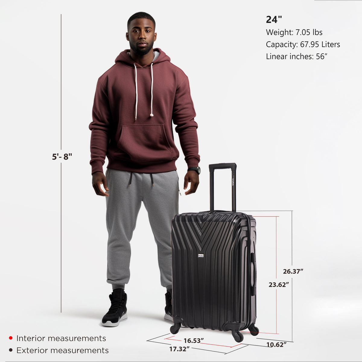 InUSA Vasty 24" Hardside Spinner Checked Luggage