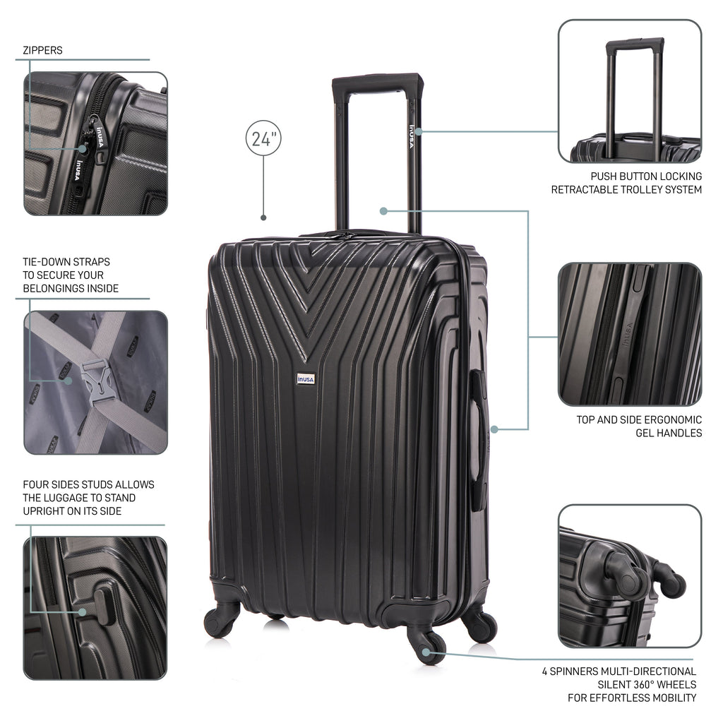 InUSA Vasty 24" Hardside Spinner Checked Luggage