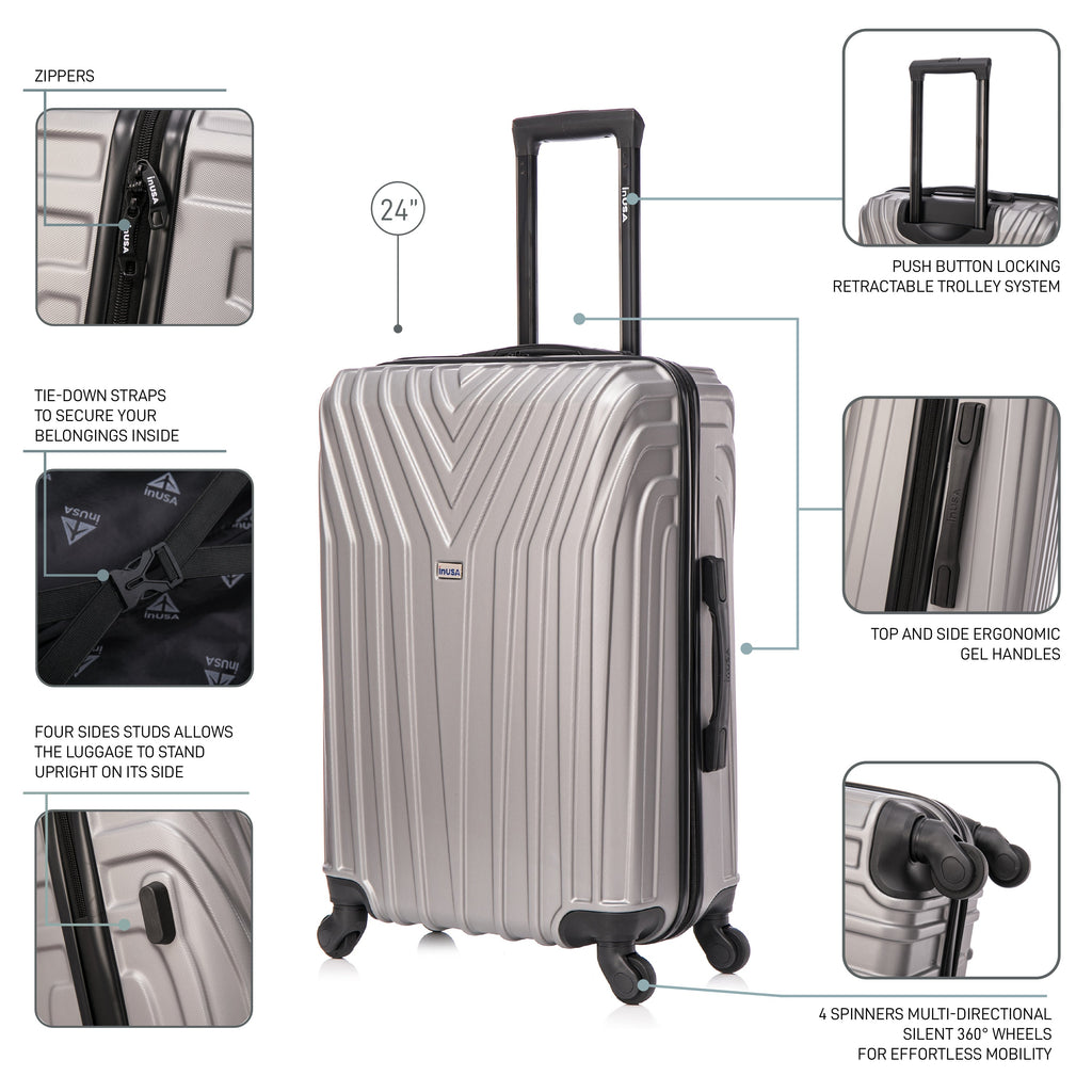 InUSA Vasty 24" Hardside Spinner Checked Luggage