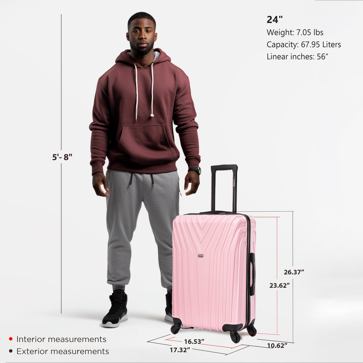 InUSA Vasty 24" Hardside Spinner Checked Luggage