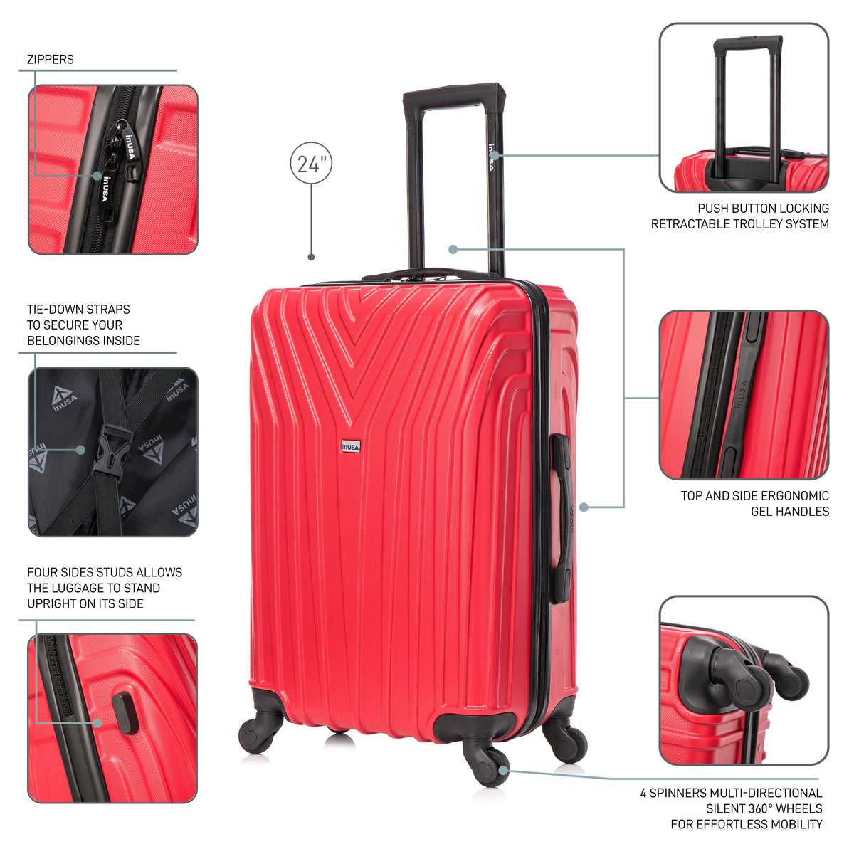 InUSA Vasty 24" Hardside Spinner Checked Luggage