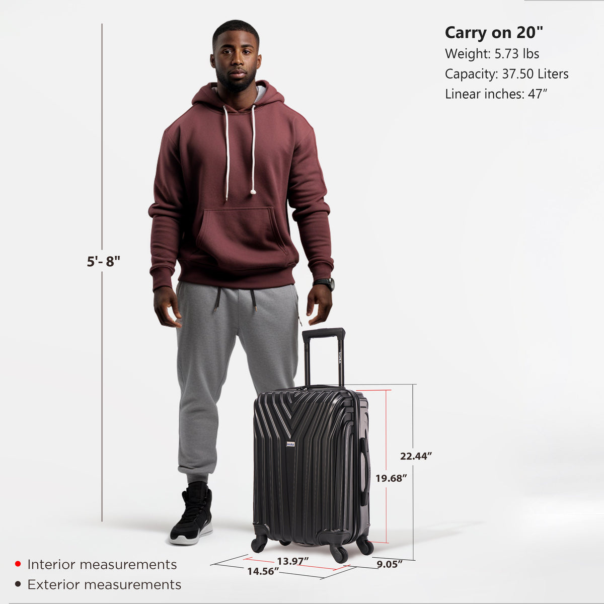 InUSA Vasty 20" Hardside Carry-On Suitcase