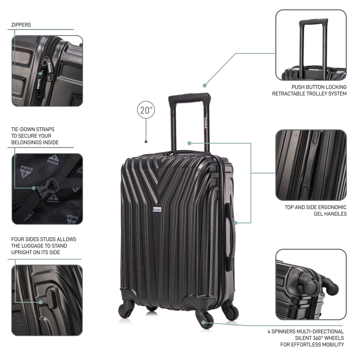 InUSA Vasty 20" Hardside Carry-On Suitcase