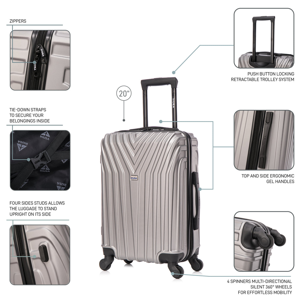 InUSA Vasty 20" Hardside Carry-On Suitcase