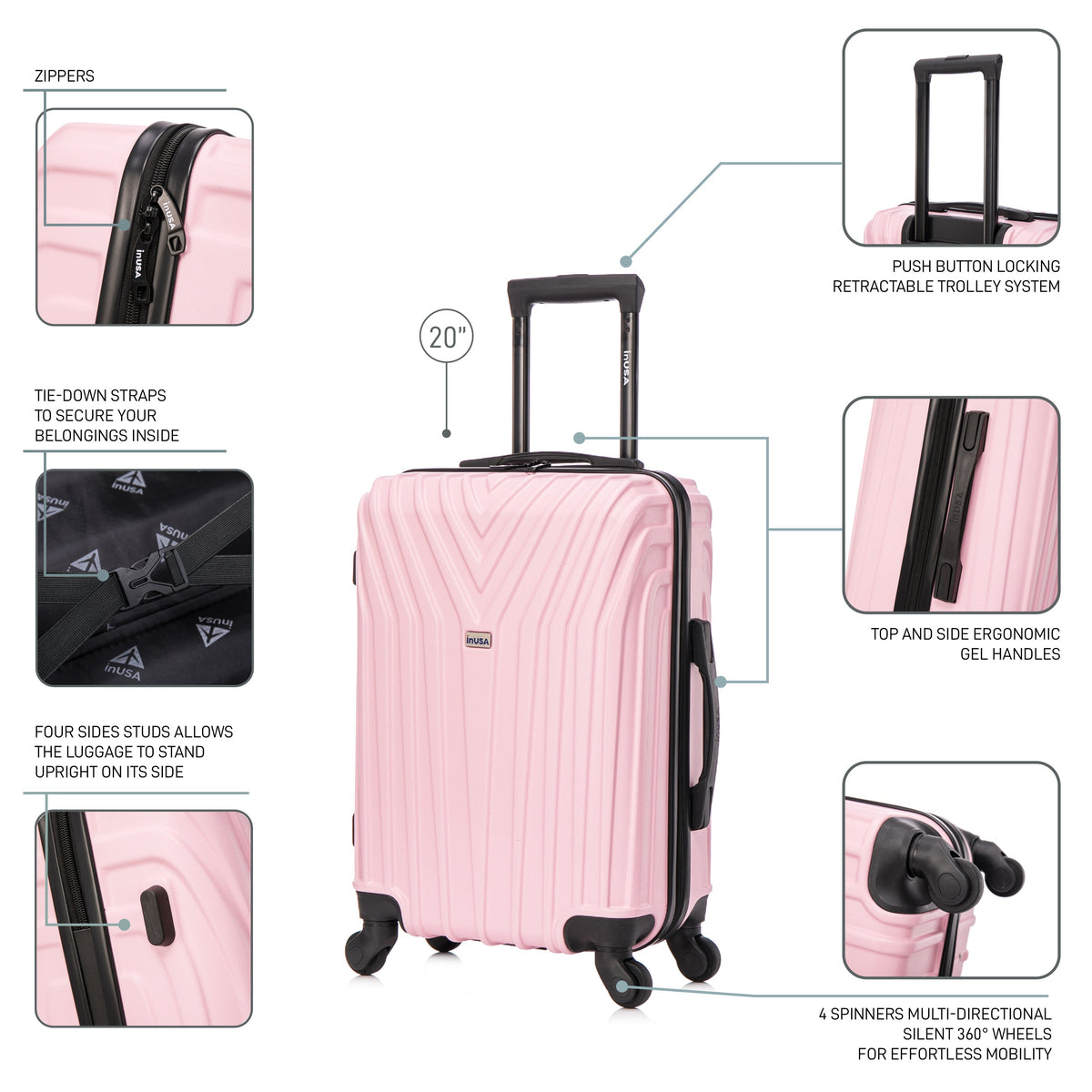 InUSA Vasty 20" Hardside Carry-On Suitcase