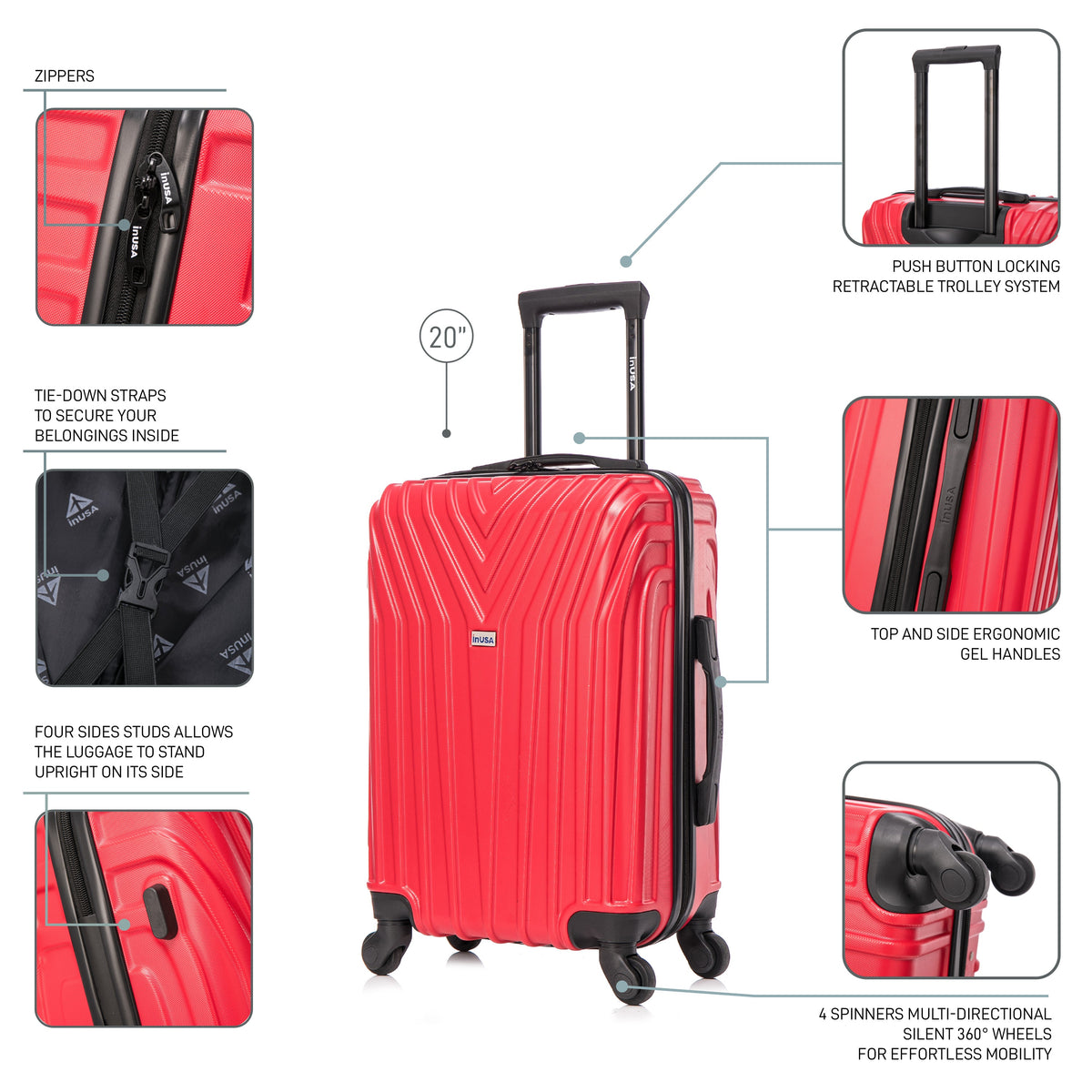 InUSA Vasty 20" Hardside Carry-On Suitcase