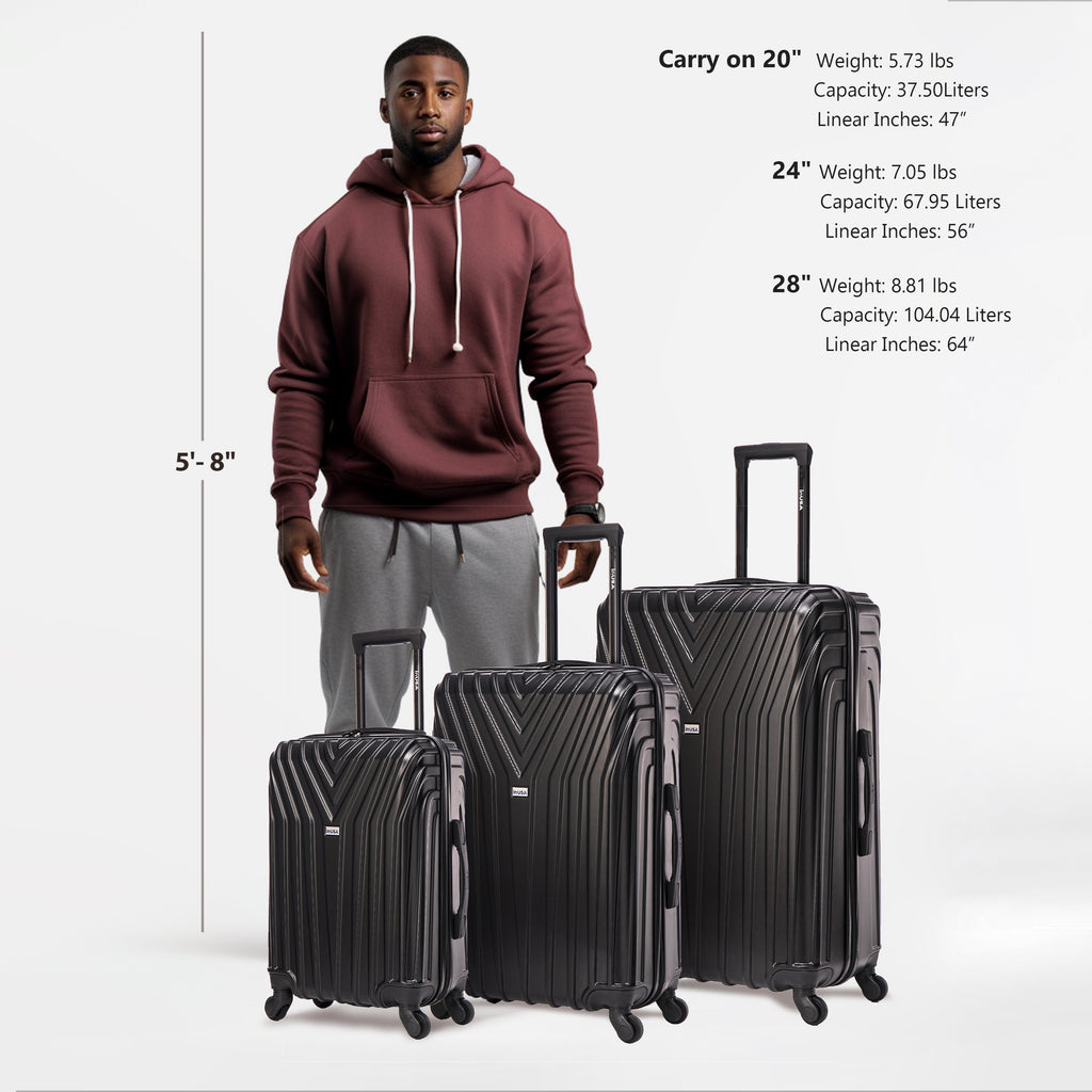 InUSA Vasty 3-Piece Hardside Spinner Luggage Set