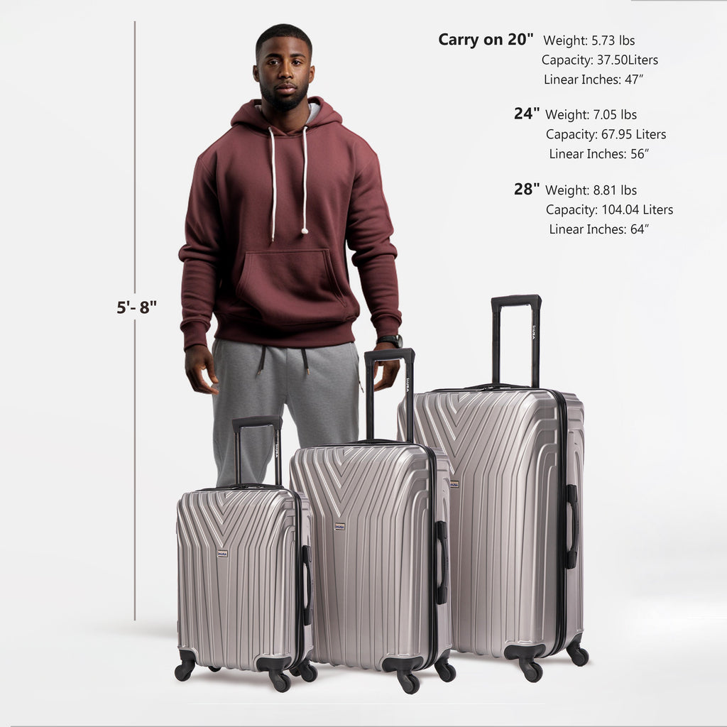InUSA Vasty 3-Piece Hardside Spinner Luggage Set