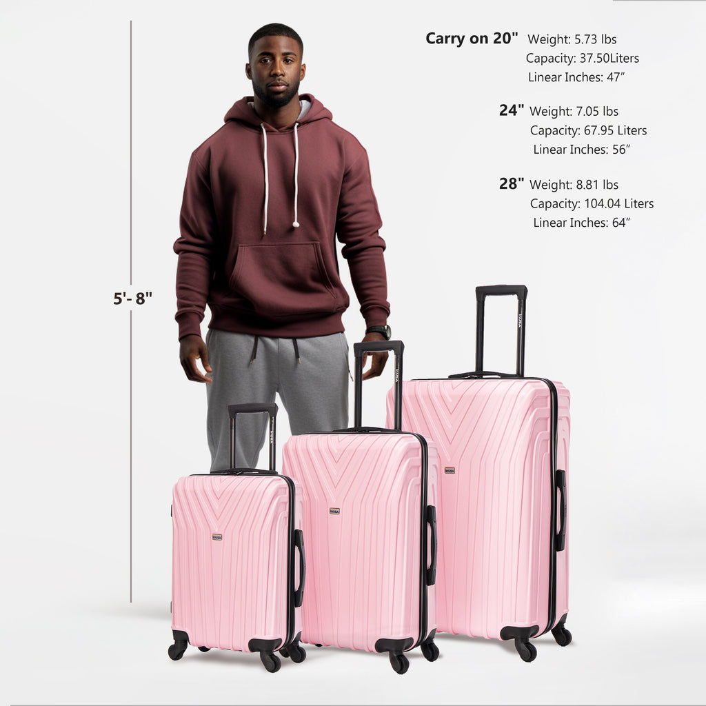 InUSA Vasty 3-Piece Hardside Spinner Luggage Set