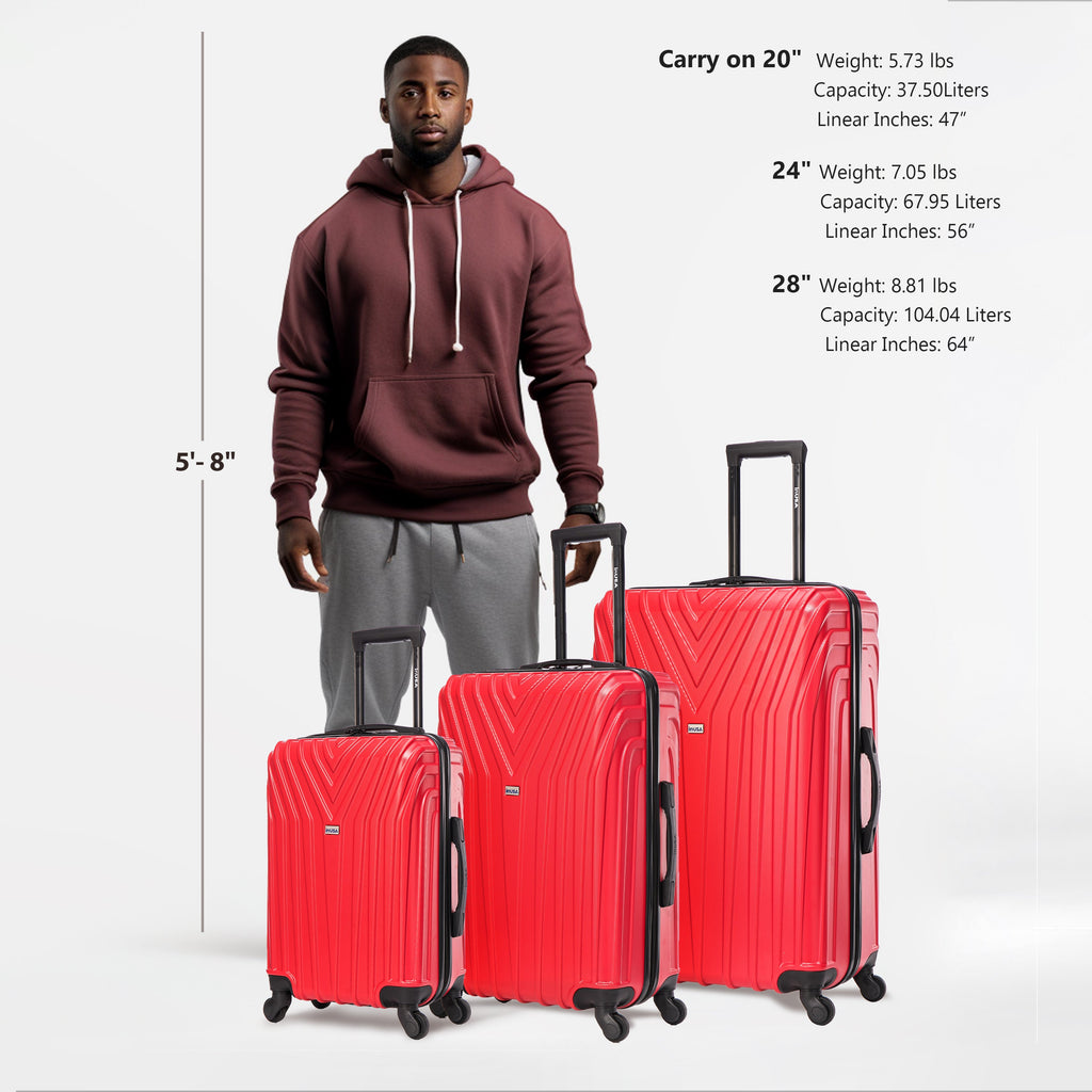InUSA Vasty 3-Piece Hardside Spinner Luggage Set