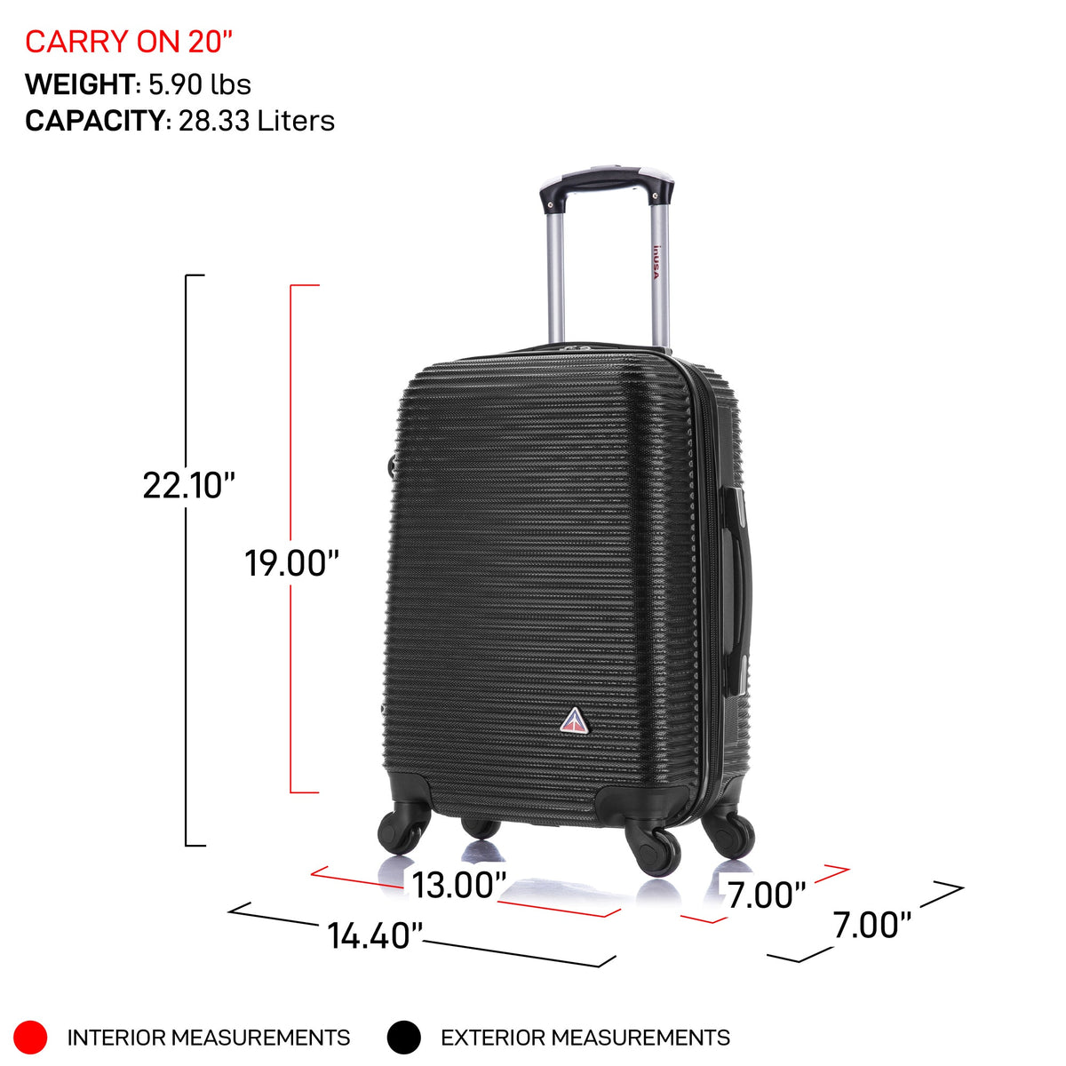 InUSA Royal 2-Piece Hardside Spinner Luggage Set