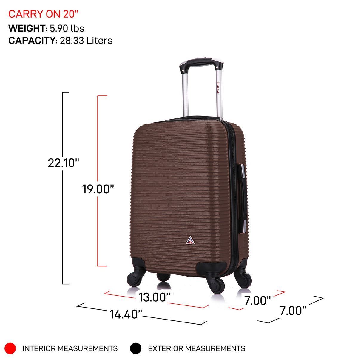 InUSA Royal 2-Piece Hardside Spinner Luggage Set