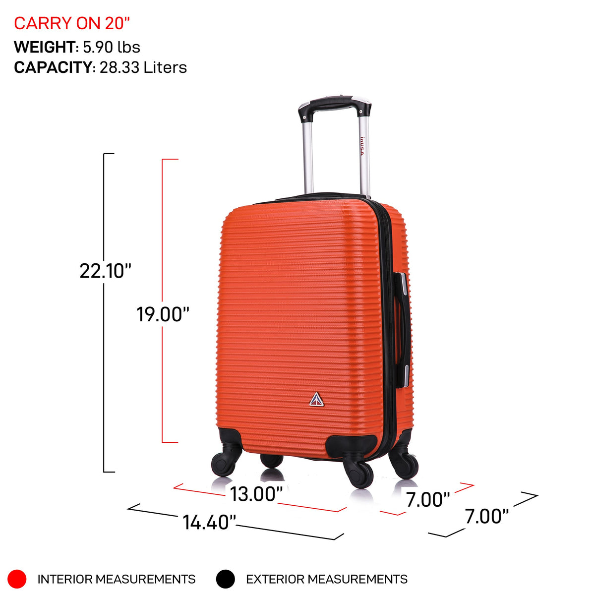 InUSA Royal 2-Piece Hardside Spinner Luggage Set