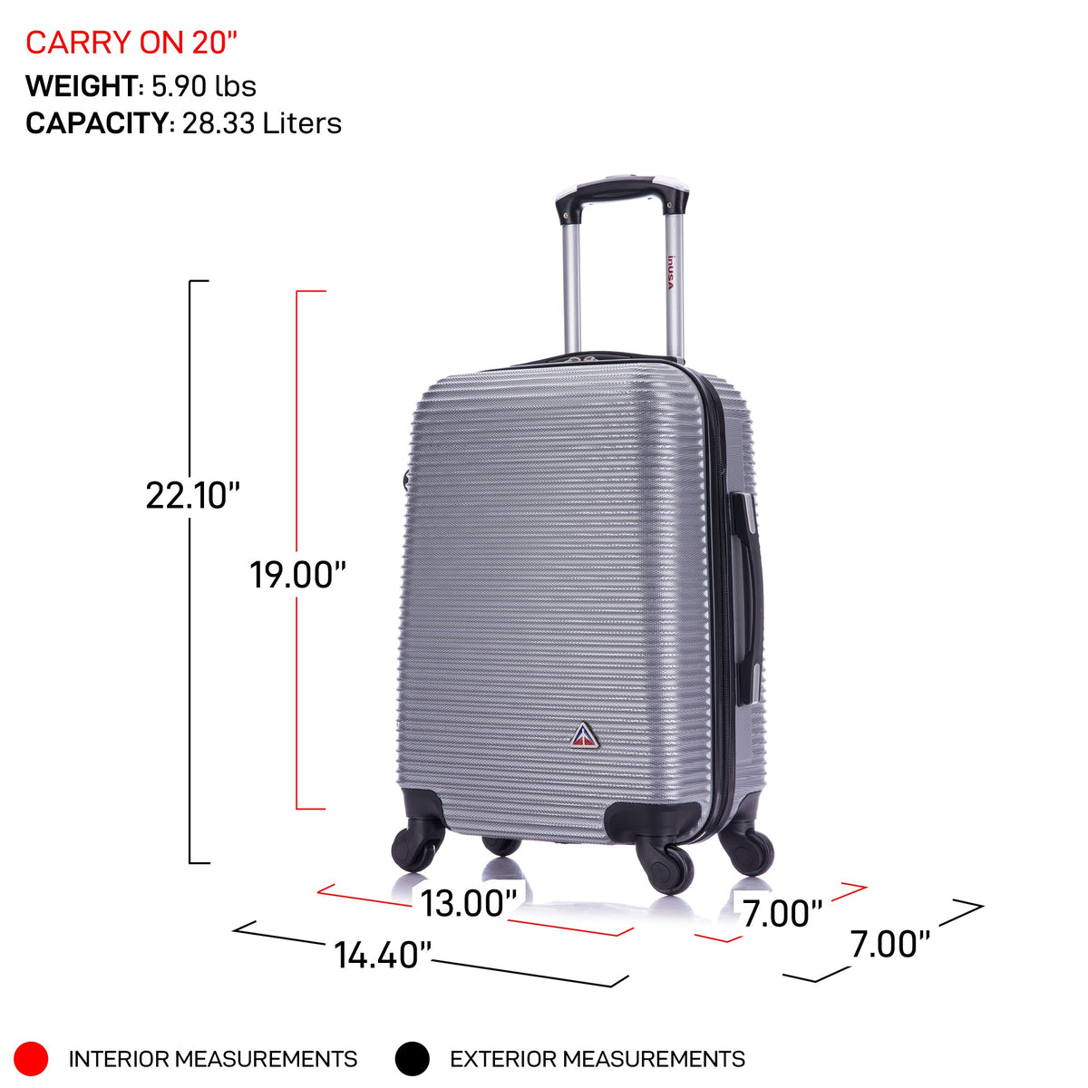 InUSA Royal 2-Piece Hardside Spinner Luggage Set