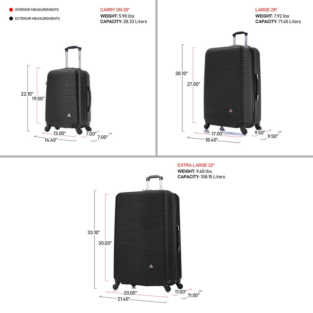 InUSA Royal 3-Piece Hardside Spinner Luggage Set
