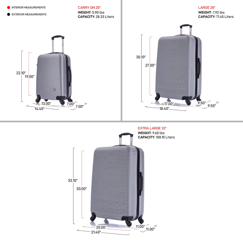 InUSA Royal 3-Piece Hardside Spinner Luggage Set